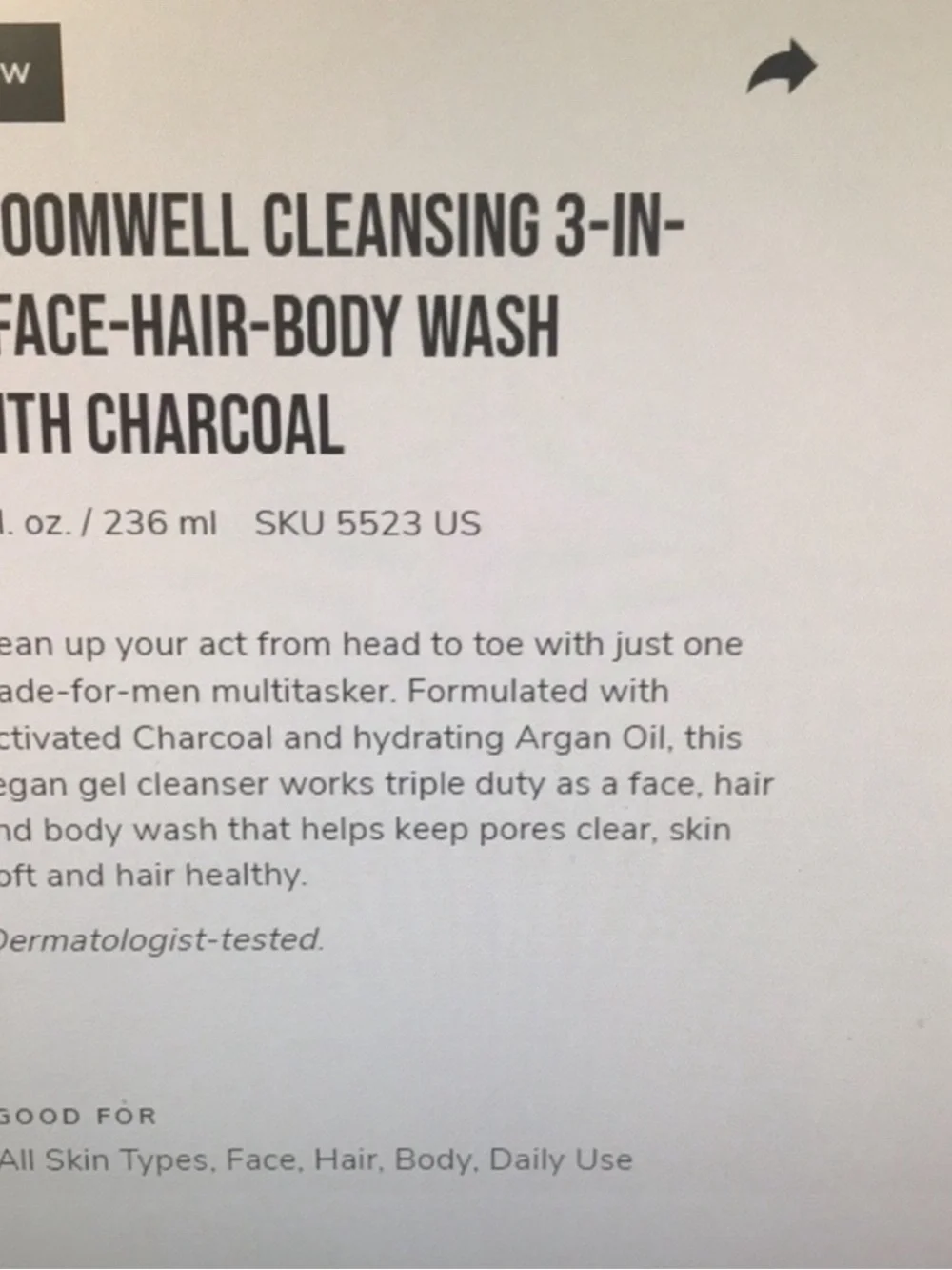 Arbonne GroomWell Cleansing 3-in-1 Wash - White & Black